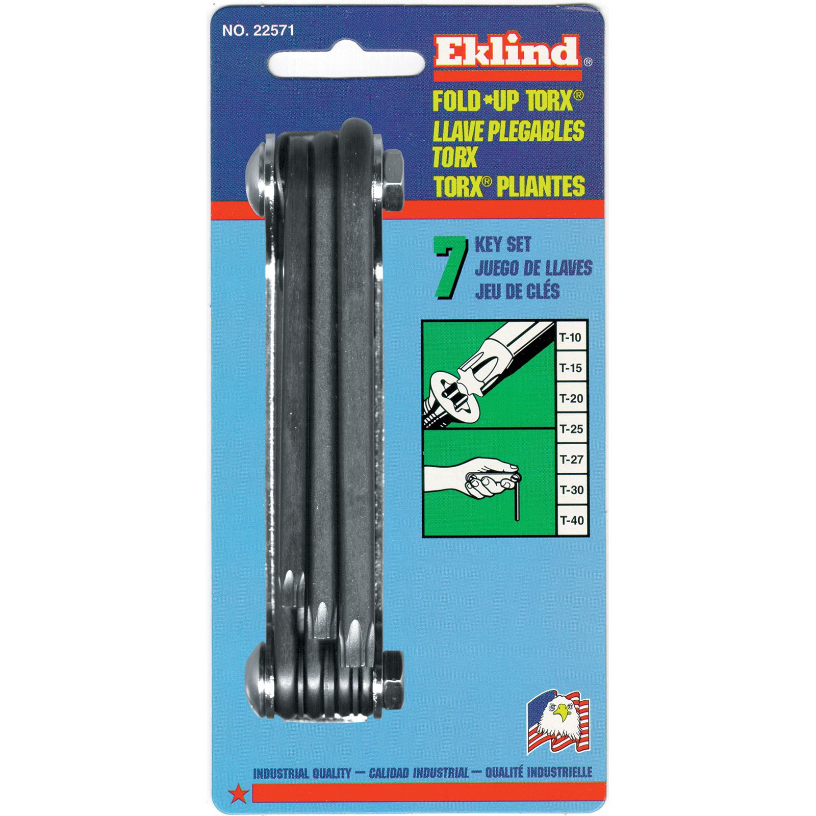 Eklind Torx 7pc Fold-Up Key Set, Medium Handle 