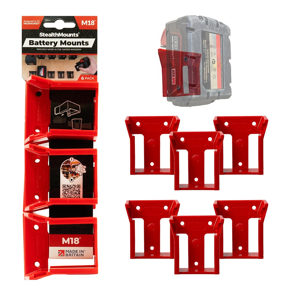 S.Mounts Red Battery Mounts for Milwaukee M18 18v x 6