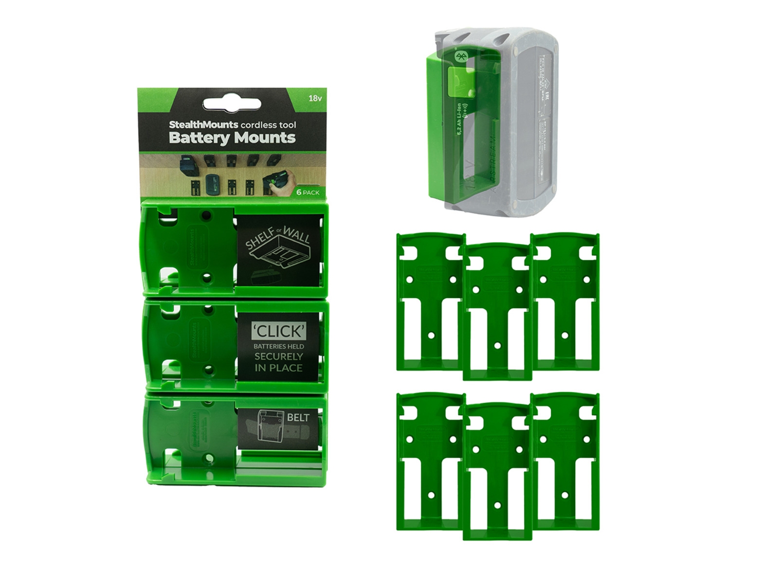 S.Mounts Green Battery Mounts for Festool 18v x 6