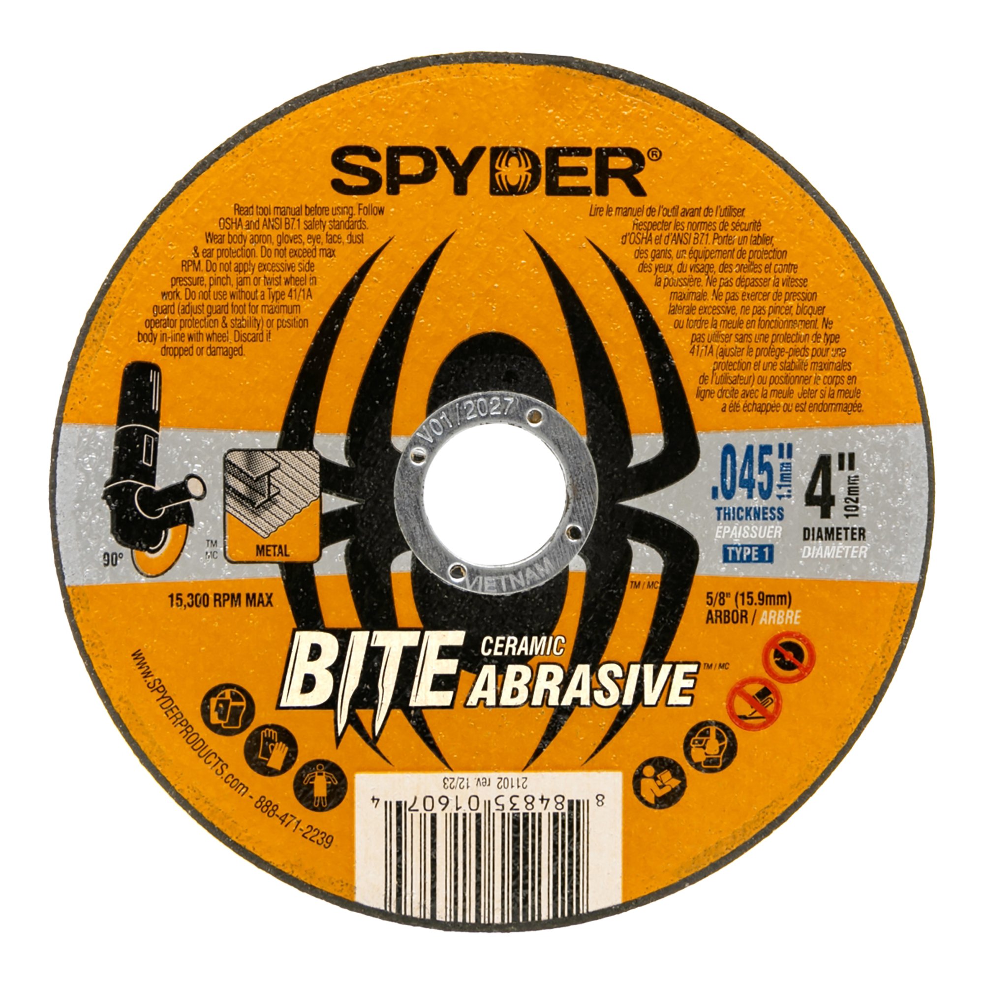 Sypder 4" Bonded Ceramic Cut-Off Wheel (Type 1, 5/8" Arbor) Sypder 4" Bonded Ceramic Cut-Off Wheel (Type 1, 5/8" Arbor)