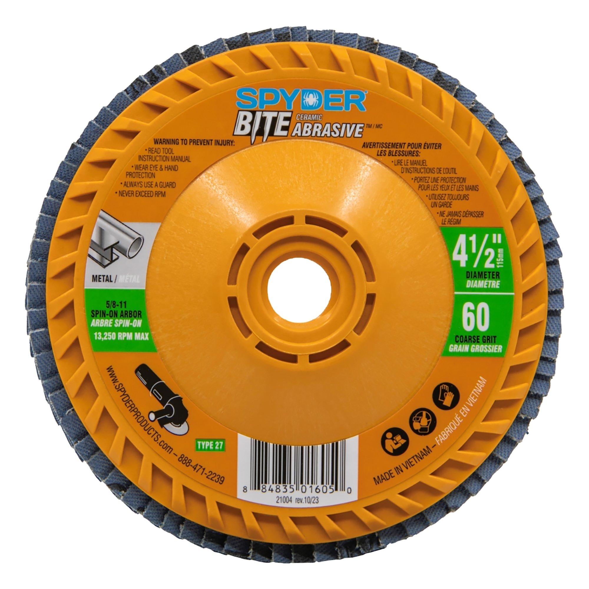 Spyder 4.5" Ceramic 60 Grit Flap Disc Spyder 4.5" Ceramic 60 Grit Flap Disc