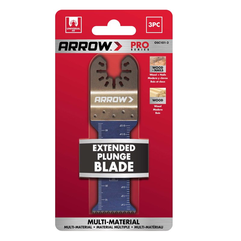 Arrow 1 1/4" (32mm) Extended Plunge Oscillating Blade x 3