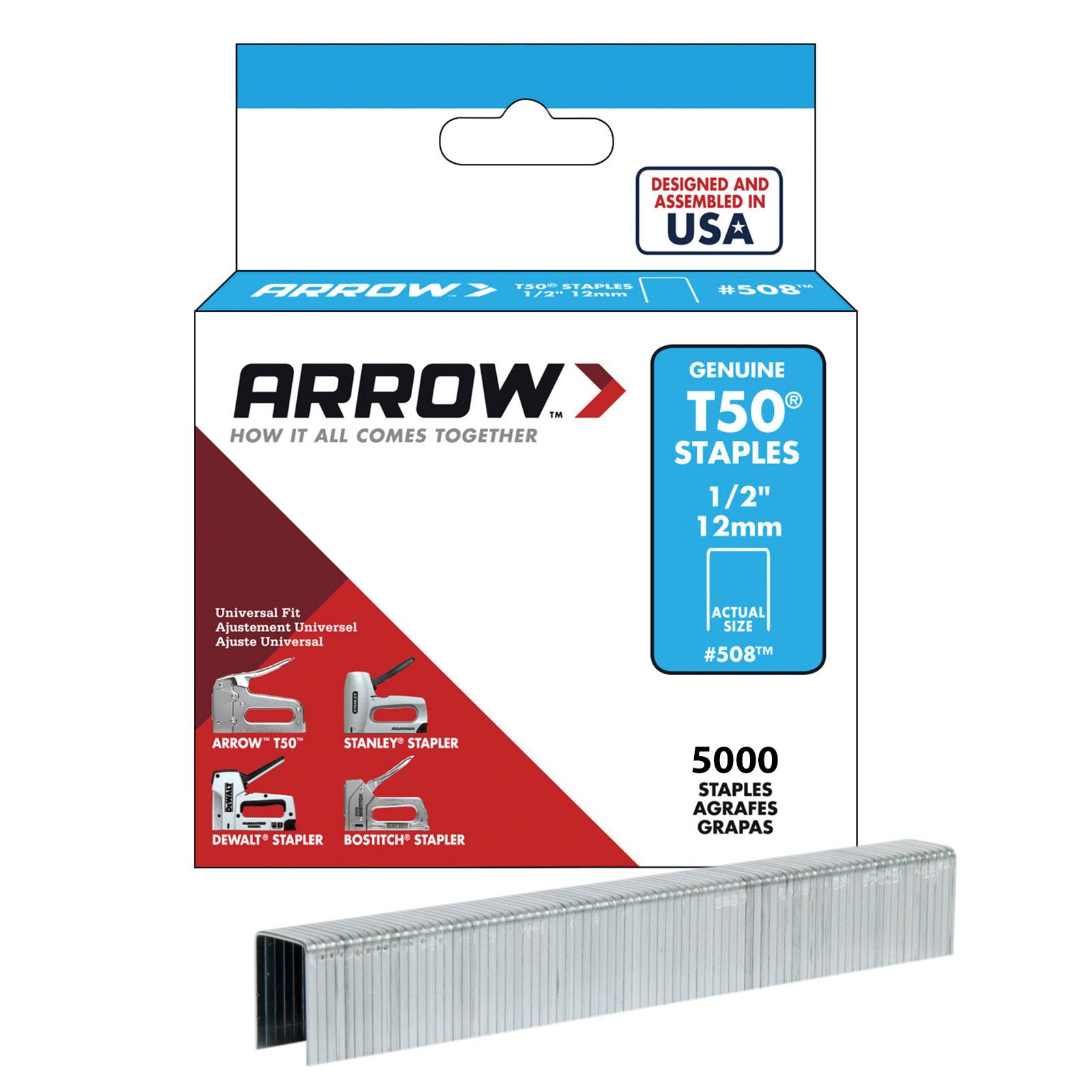 Arrow T50 Staples Bulk 12mm 1/2" (5,000) Arrow T50 Staples Bulk 12mm 1/2" (5,000)