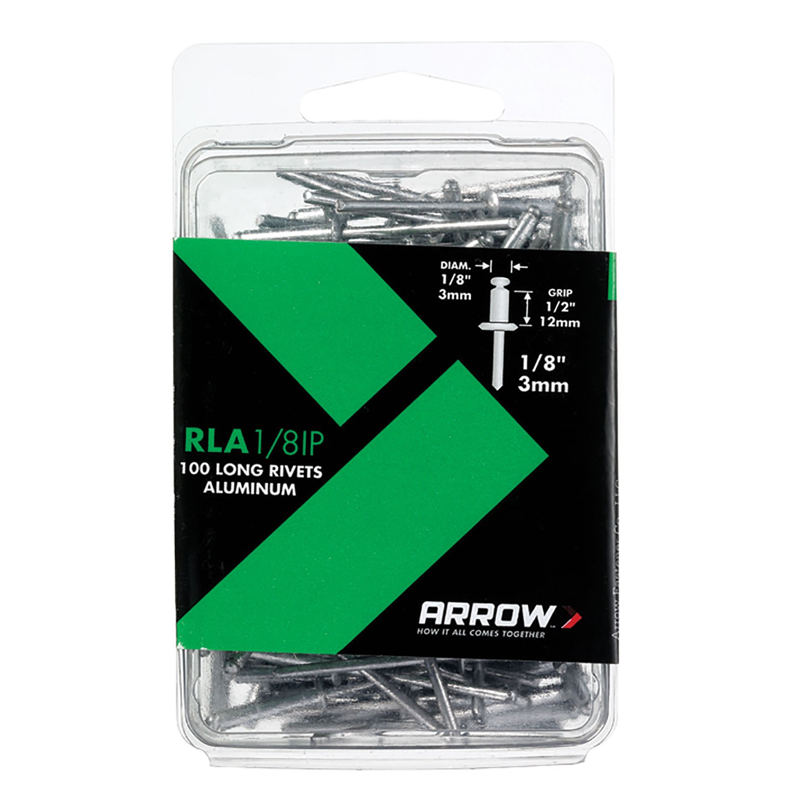 Arrow 1/8" Long Aluminium Rivet Industrial Pack (100)
