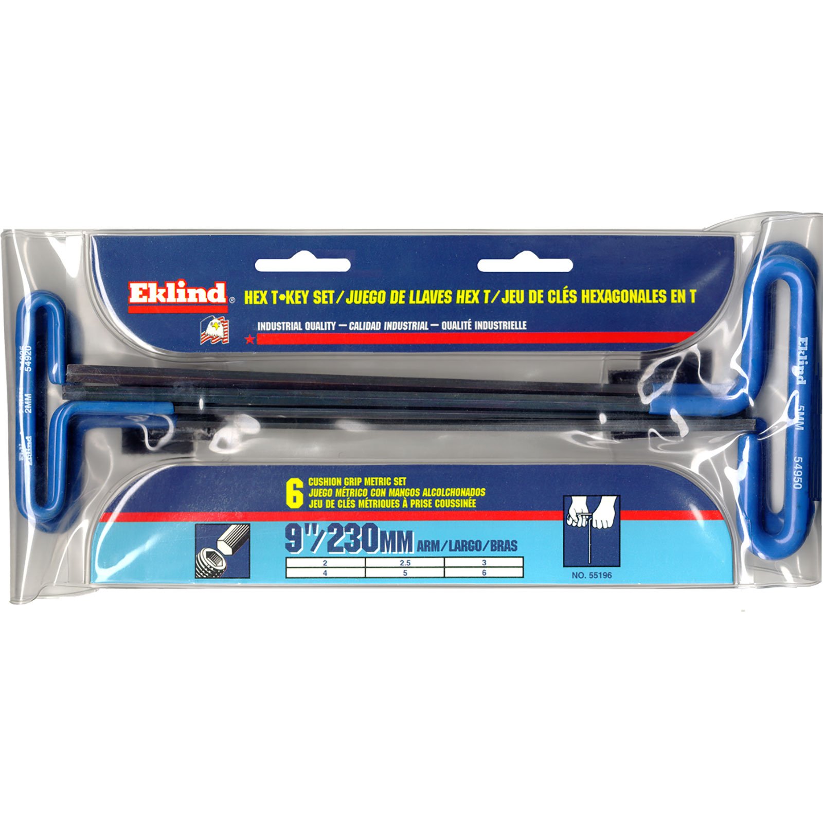 Eklind Metric 6pc Cushioned Hex T Key Set, Long