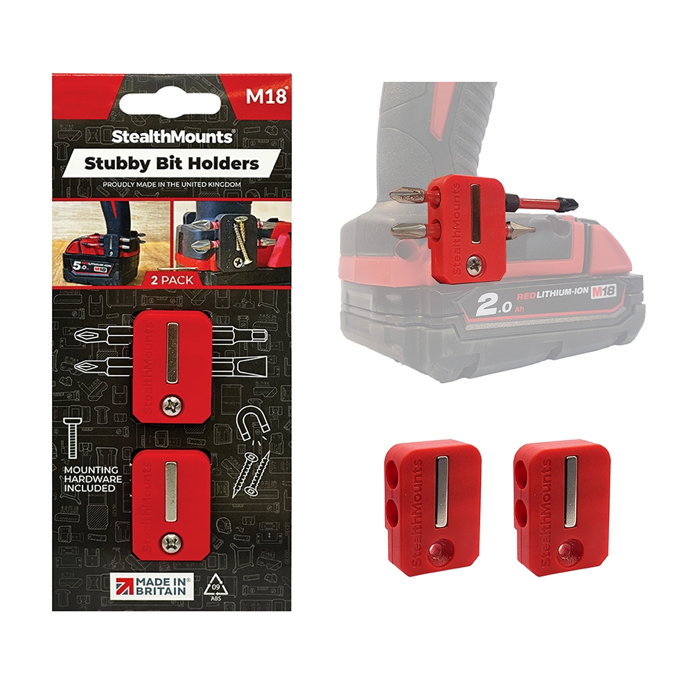 S.Mounts Red Stubby Bit Holder for Milwaukee M18 x2