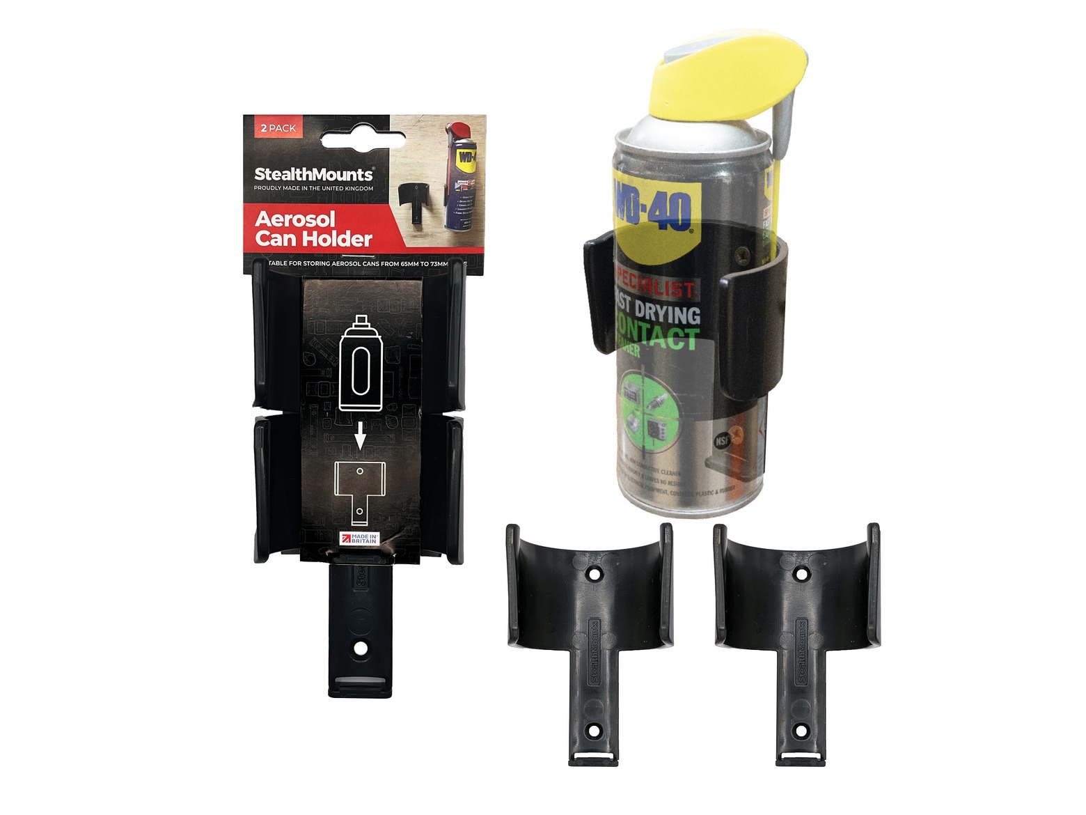 StealthMounts Black Aerosol Can Holder x 2 StealthMounts Black Aerosol Can Holder x 2