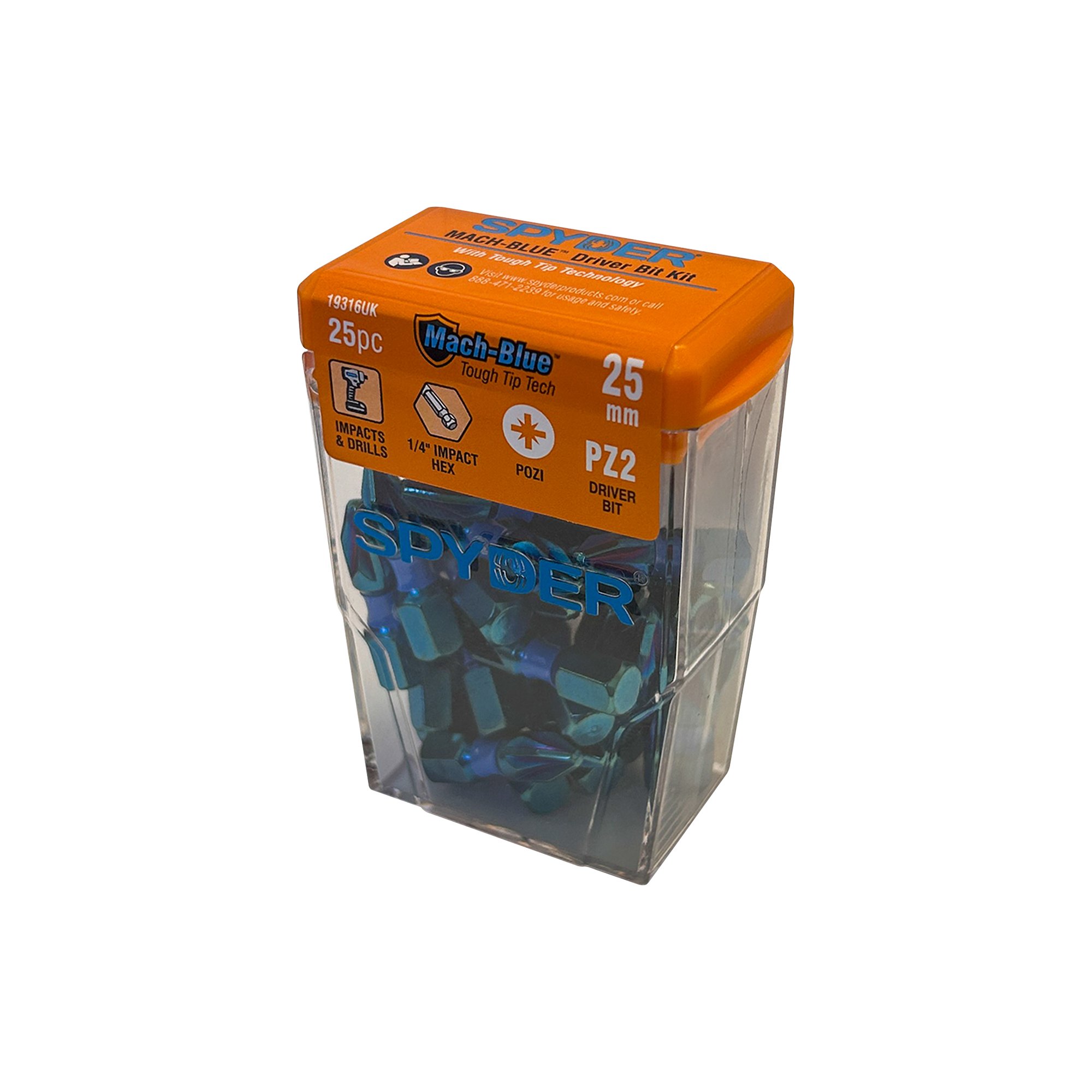 Spyder 1/4" Hex PZ2 Impact Driver Bit (25 Piece) Spyder 1/4" Hex PZ2 Impact Driver Bit (25 Piece)