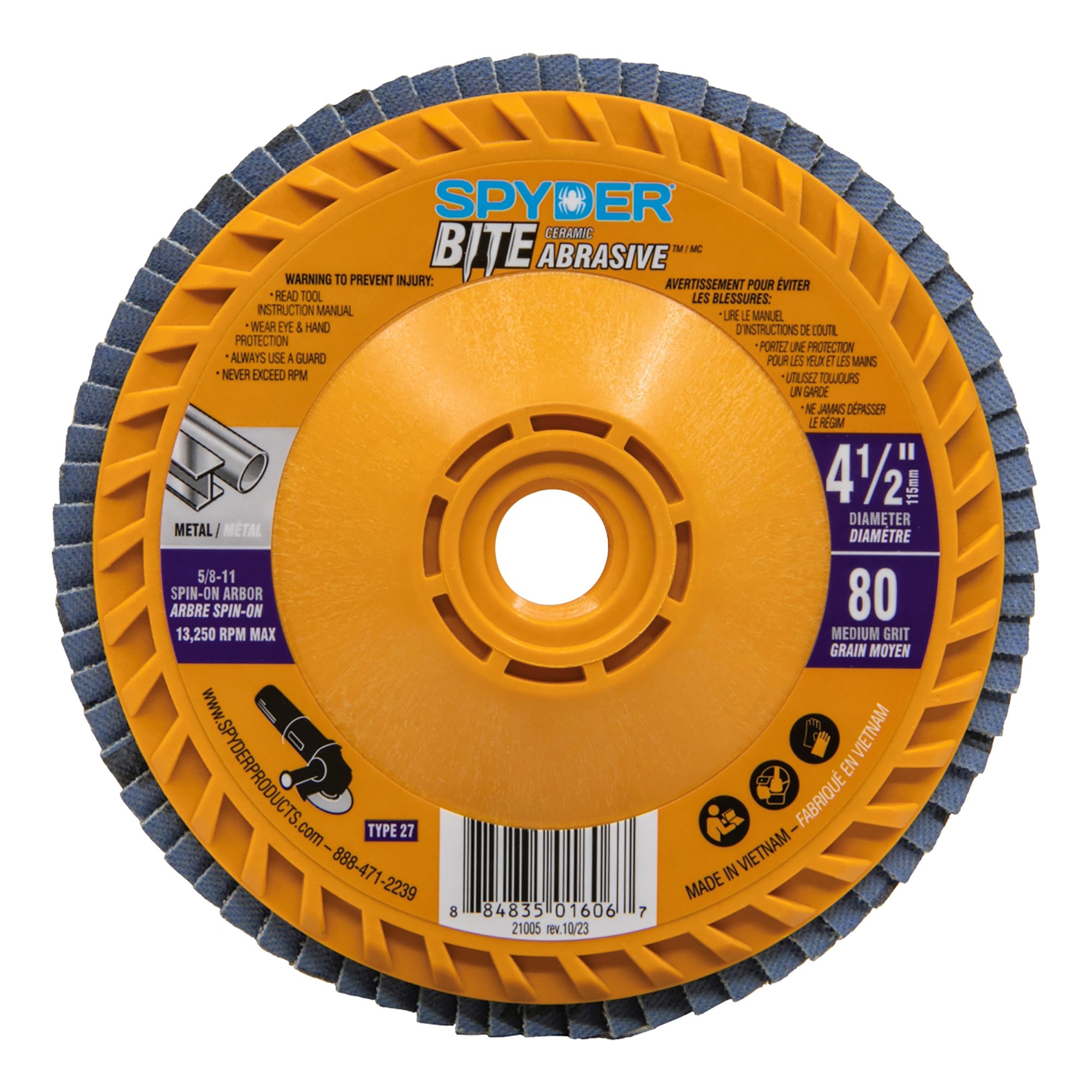 Spyder 4.5" Ceramic 80 Grit Flap Disc Spyder 4.5" Ceramic 80 Grit Flap Disc