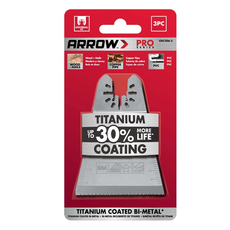 Arrow 2 1/2" (64mm) Titanium Coated Oscillating Blade x 3 Arrow 2 1/2" (64mm) Titanium Coated Oscillating Blade x 3