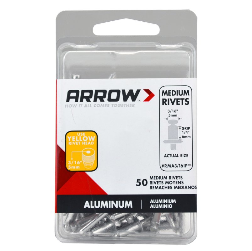 Arrow 3/16" Medium Aluminium Rivet Industrial Pack (50)