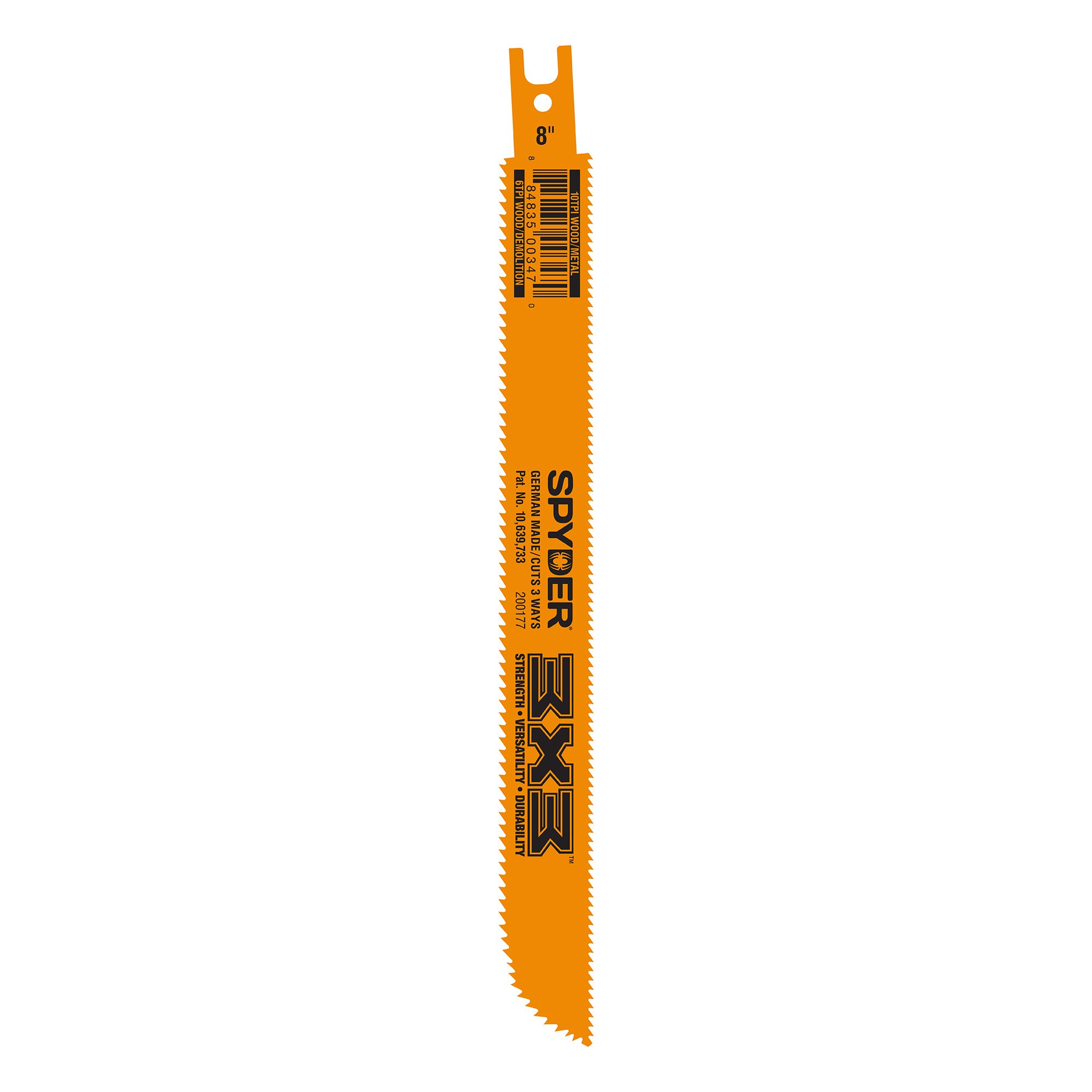 Spyder 8" Wood/Metal 6/10TPI Double Edged Bi-Metal Recip Blade Spyder 8" Wood/Metal 6/10TPI Double Edged Bi-Metal Recip Blade