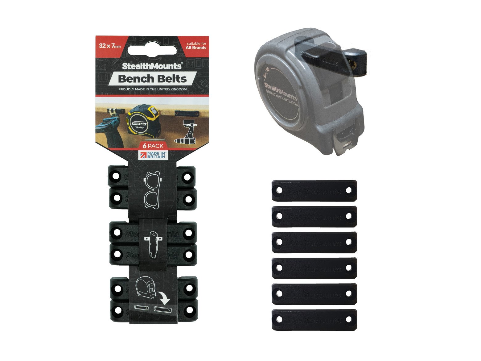 StealthMounts Black Bench Belt x 6 StealthMounts Black Bench Belt x 6