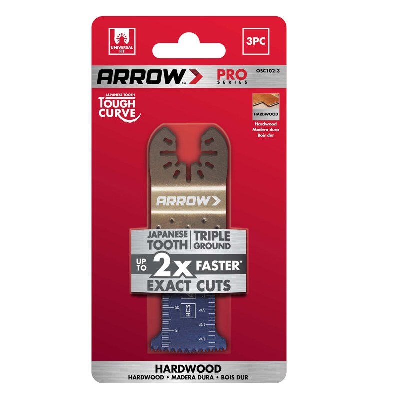 Arrow 1 1/4" (32mm) Fast Cut Curve Wood Oscillating Blade x 3