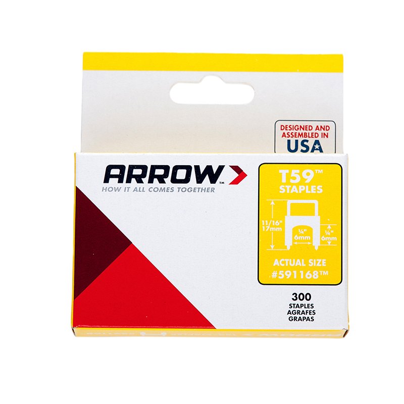 Arrow T59 Clear Insulated Staples 6 x 6mm (300)