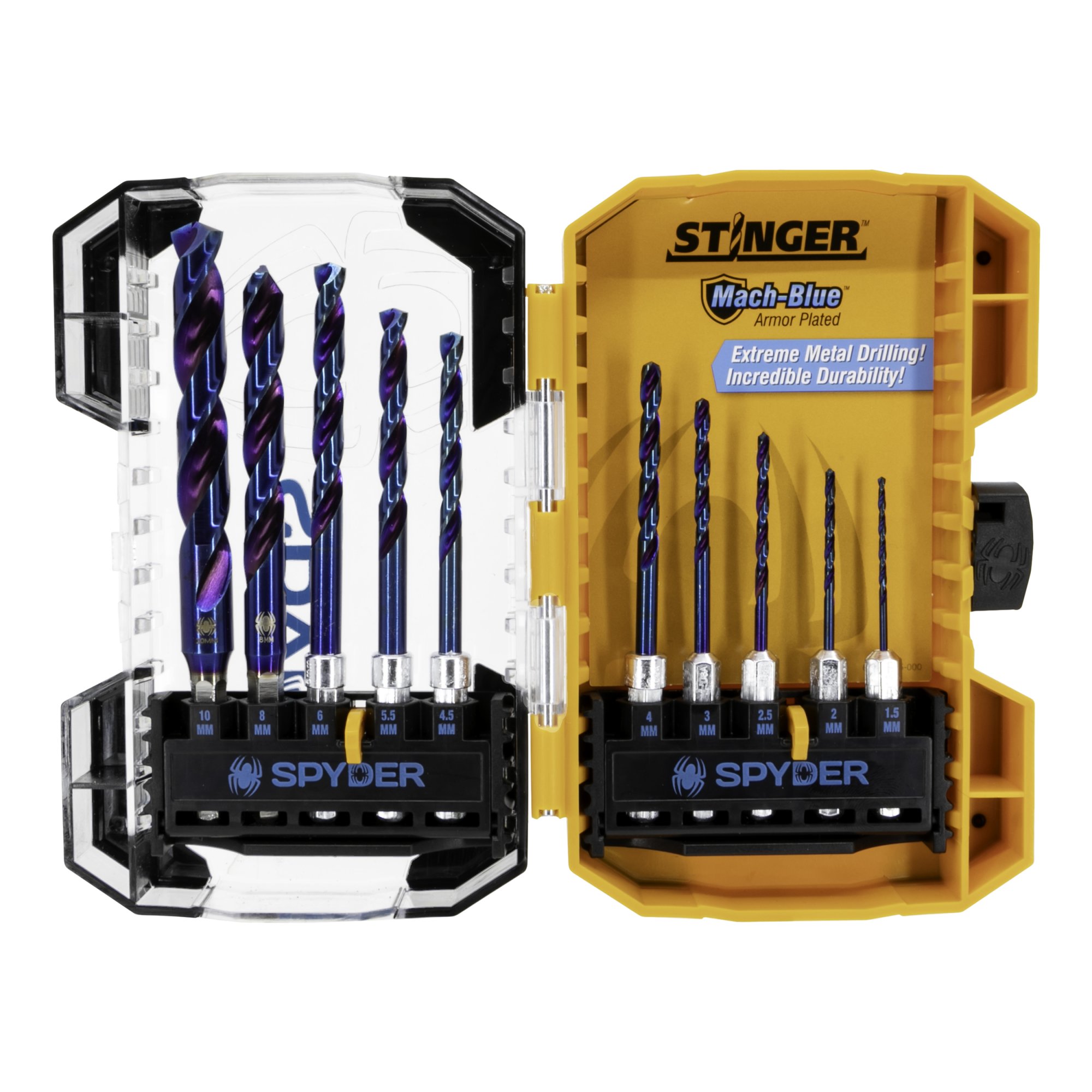 Spyder 10-Piece Mach-Blue Hex Shank Drill Bit Set Spyder 10-Piece Mach-Blue Hex Shank Drill Bit Set