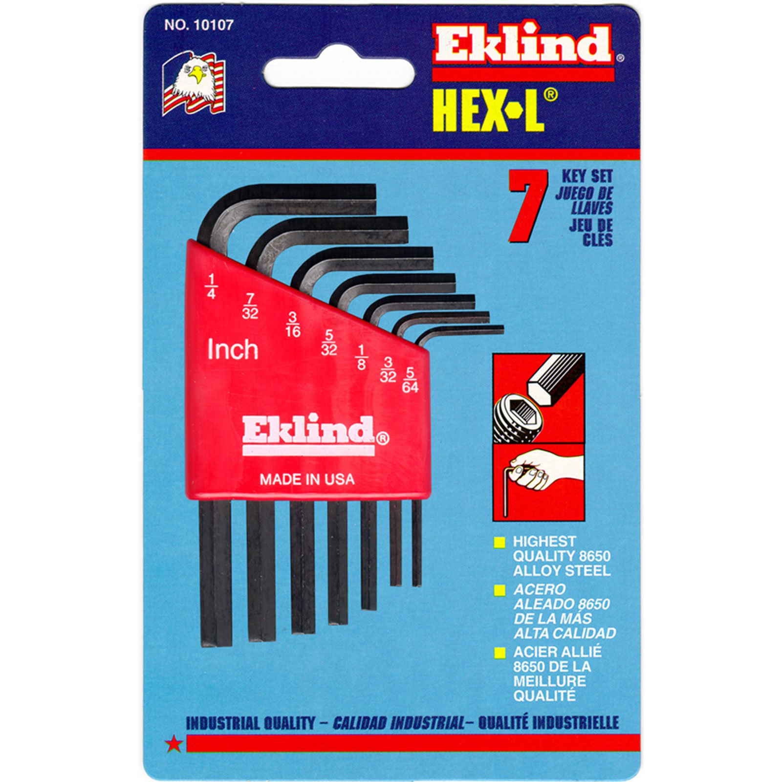 Eklind Imp 7pc Hex-L Key Set, Short Handle