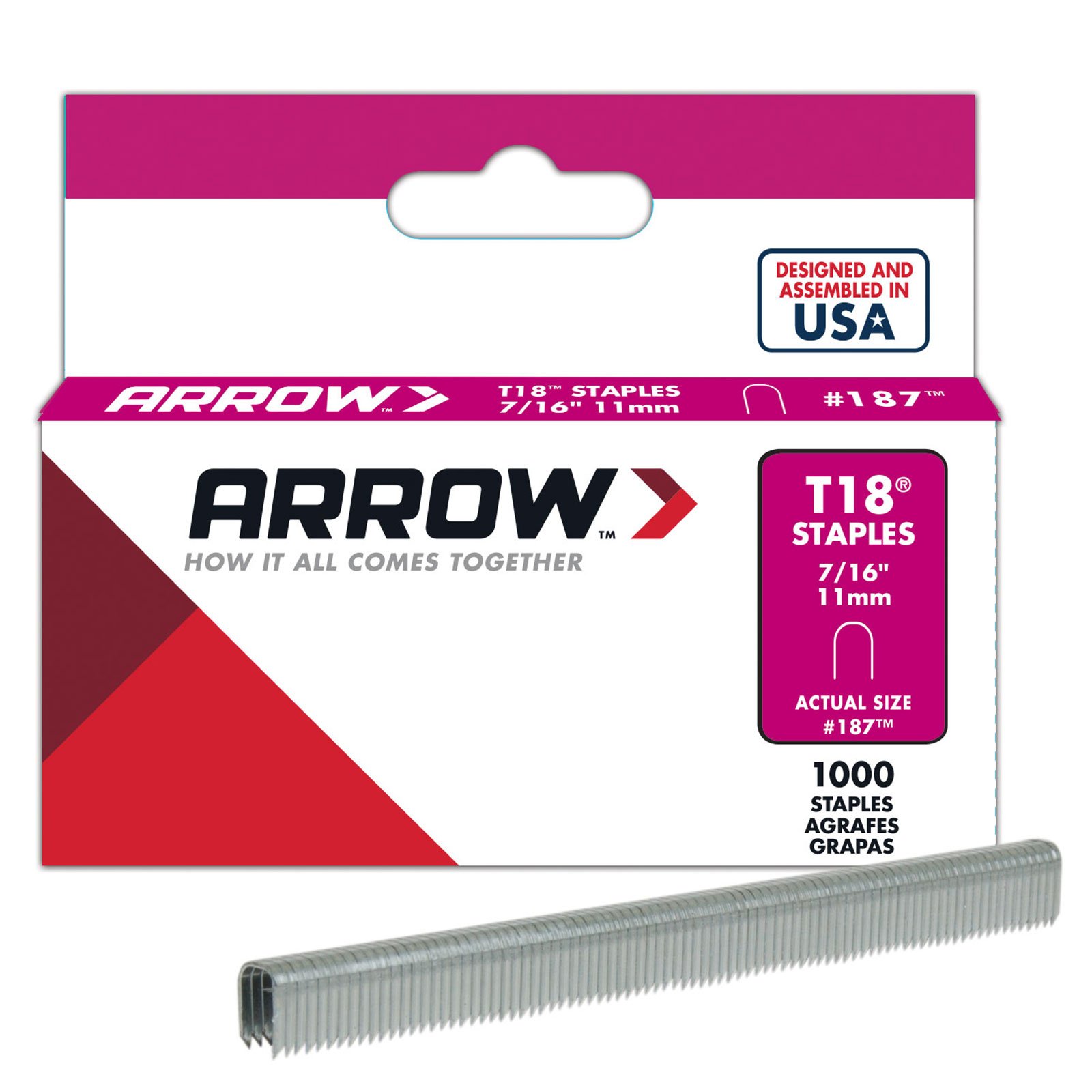Arrow T18 Round Crown Staples 11mm 7/16" (1000)