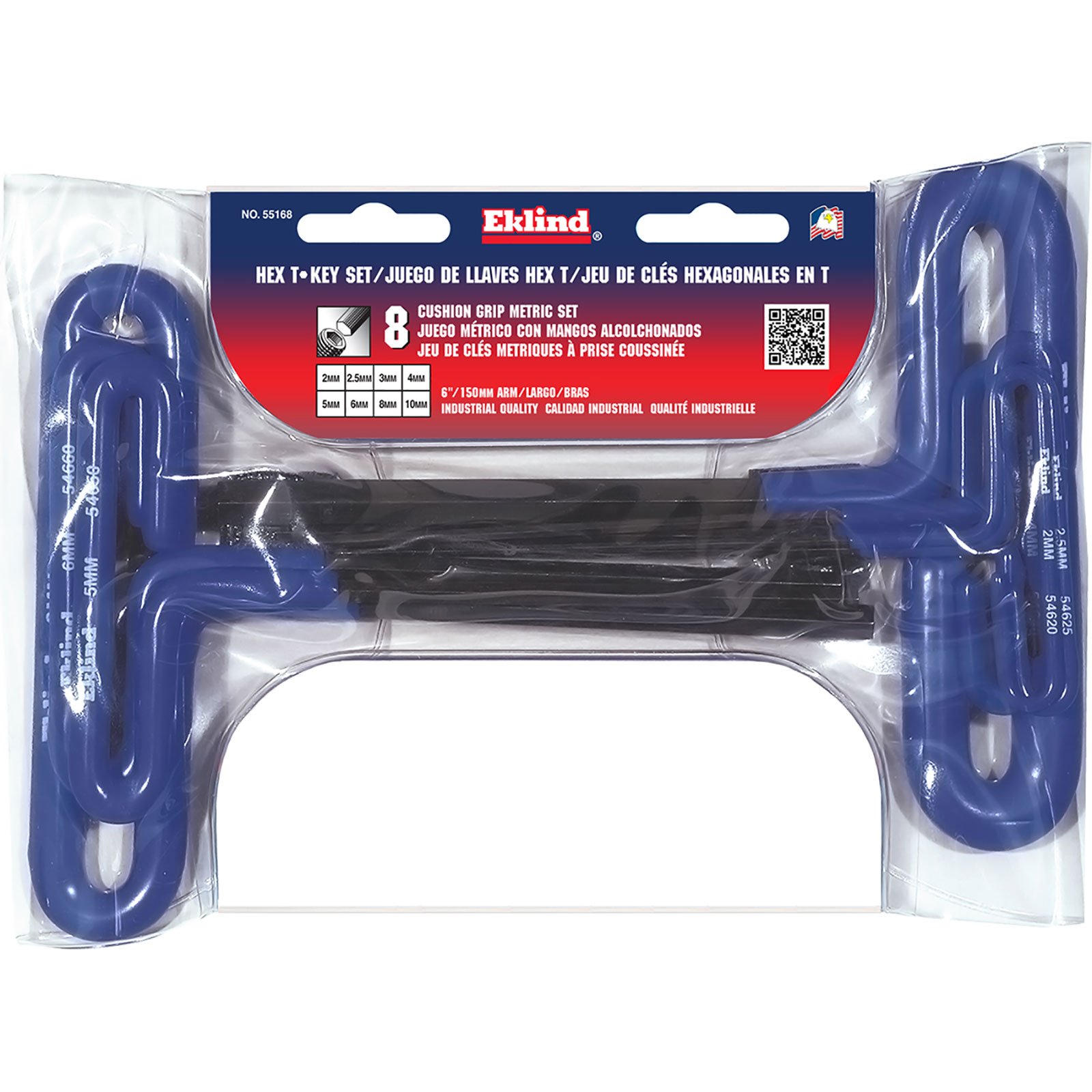 Eklind Metric 8pc Cushioned Hex T Key Set, Short