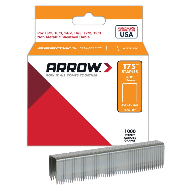 Arrow T75 Staples 16mm 5/8" (1,000) Rollins & Sons (London) Ltd