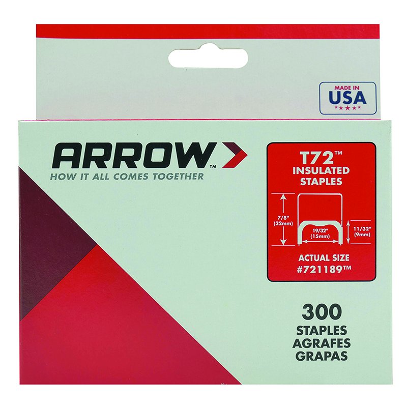 Arrow T72 Clear Insulated Staples 15 x 9mm (300)