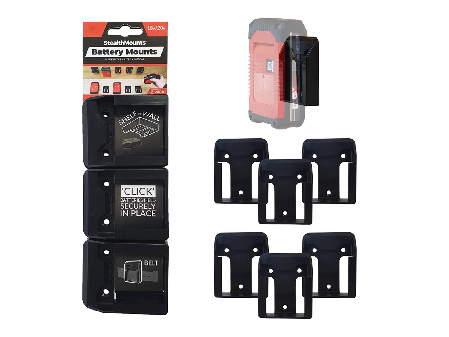 S.Mounts Battery Mounts for Ozito/Einhell 18v x 6