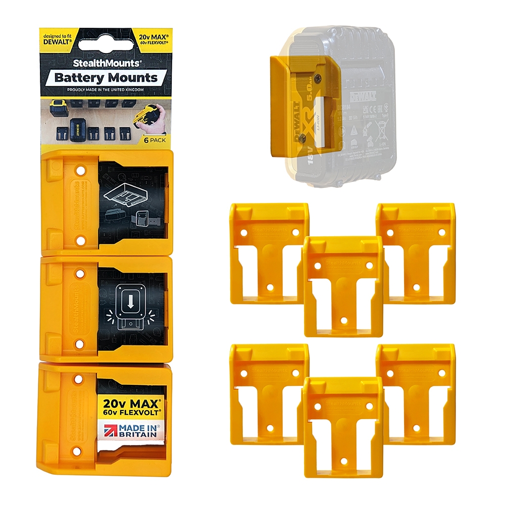 S.Mounts Yellow Battery Mounts for DeWalt XR 20v x 6