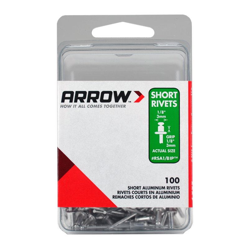 Arrow 1/8" Short Aluminium Rivet Industrial Pack (100) Arrow 1/8" Short Aluminium Rivet Industrial Pack (100)