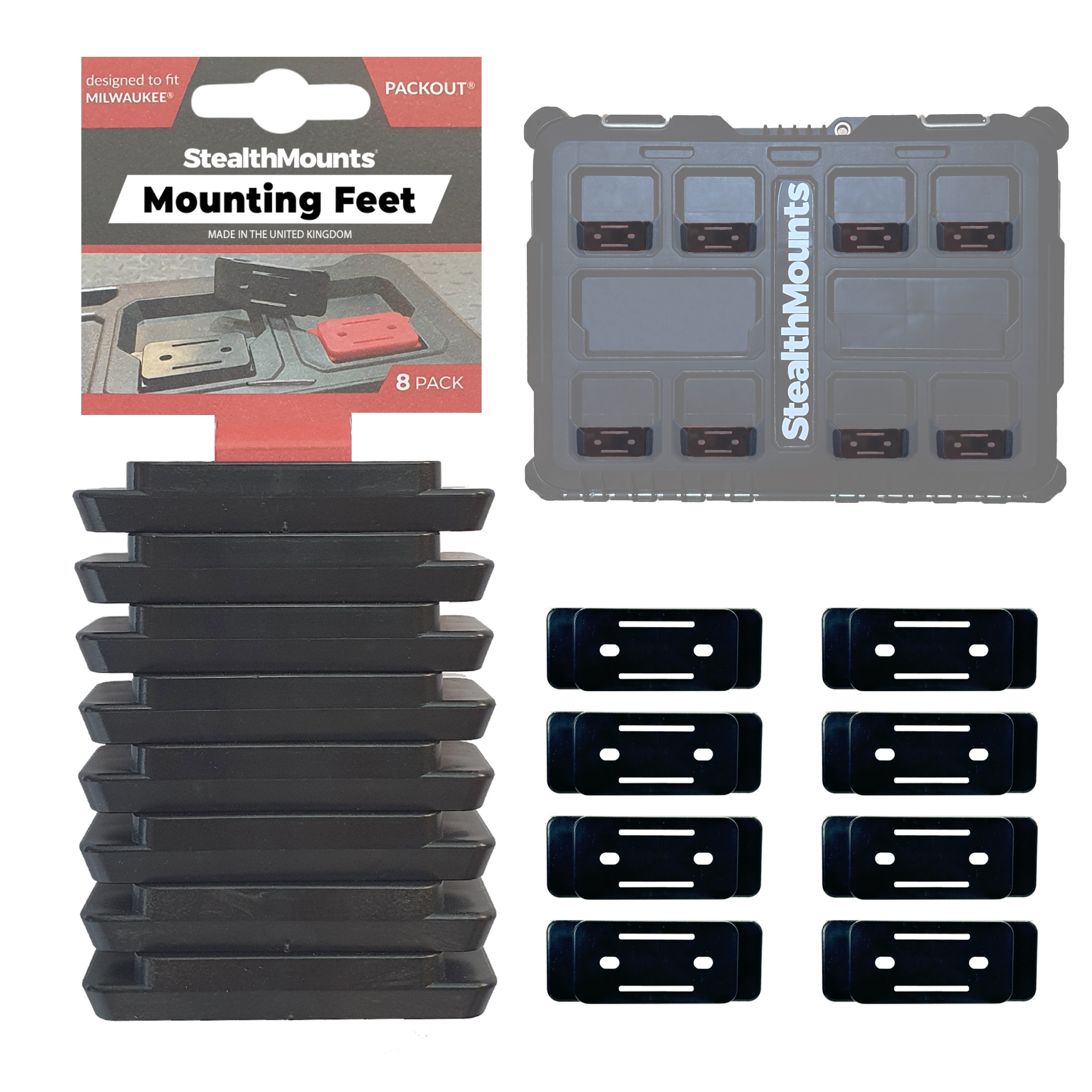 S.Mounts Black Cleat 'n' Feet, Mounting Feet x 8