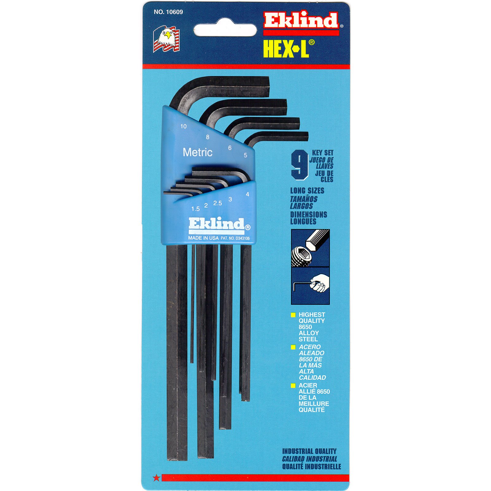 Eklind Metric 9pc Hex-L Key Set, Long Handle Eklind Metric 9pc Hex-L Key Set, Long Handle