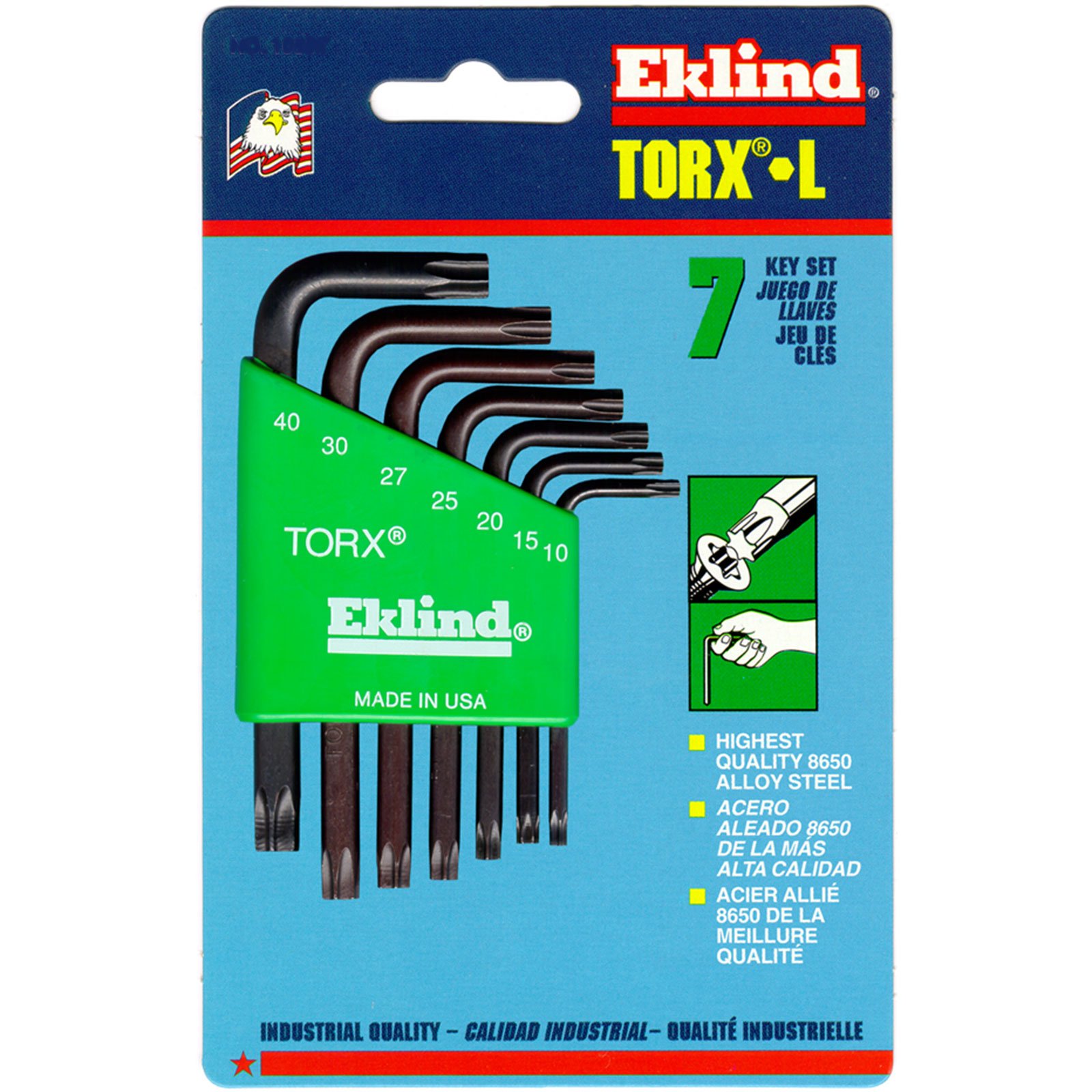 Eklind Torx 7pc L Key Set, Long Handle