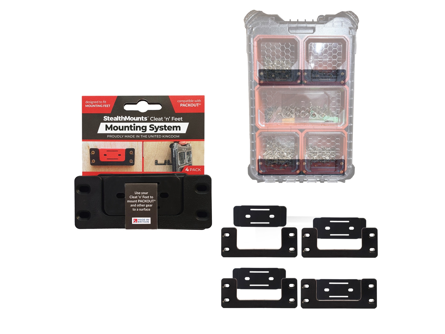 S.Mounts Black Cleat 'n' Feet ,Mounting System x 2