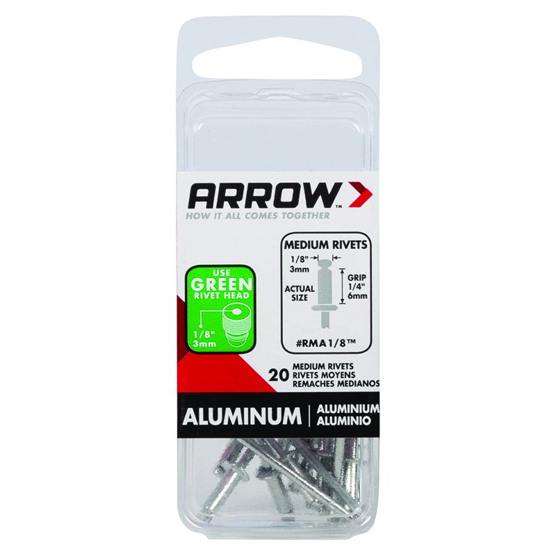 Arrow 1/8" Medium Aluminium Rivet (20)