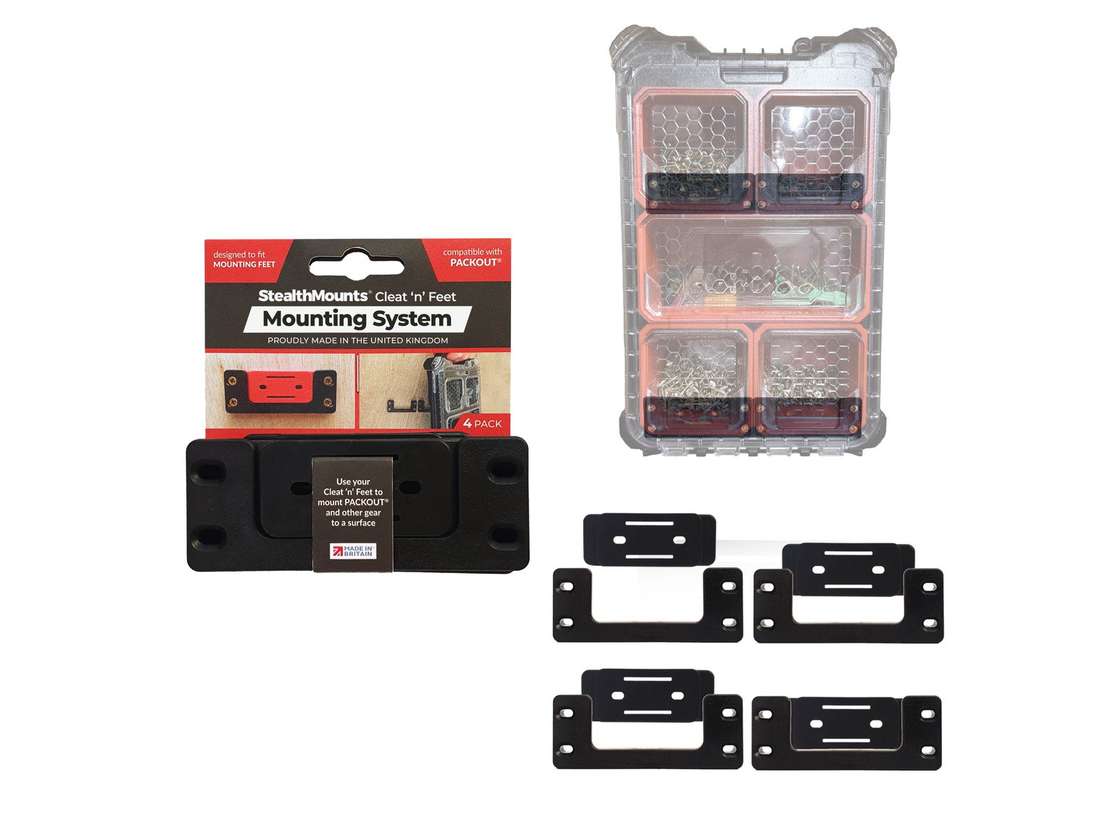 StealthMounts Black Cleat 'n' Feet ,Mounting System x 2 StealthMounts Black Cleat 'n' Feet ,Mounting System x 2