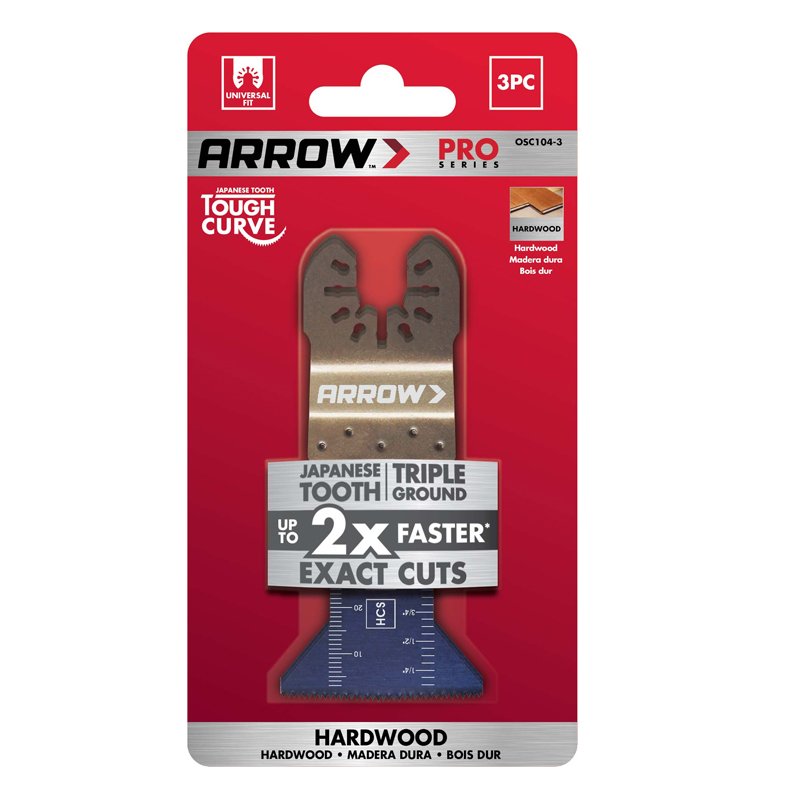 Arrow 1 3/4" (45mm) Japanese Tooth Tough Curve Oscillating Blade x 3