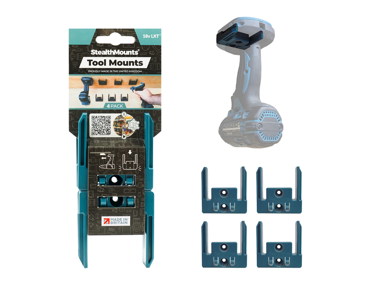 S.Mounts Blue Tool Mounts for Makita LXT x 4