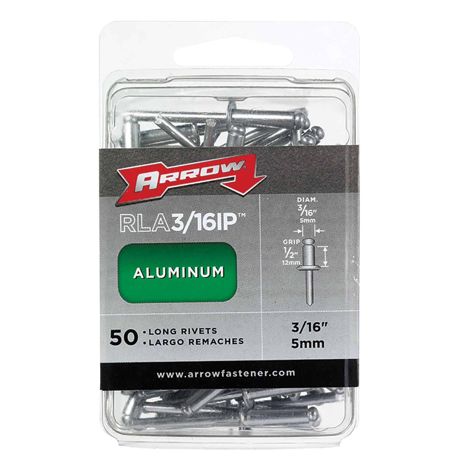 Arrow 3/16" Long Aluminium Rivet Industrial Pack (50) Arrow 3/16" Long Aluminium Rivet Industrial Pack (50)