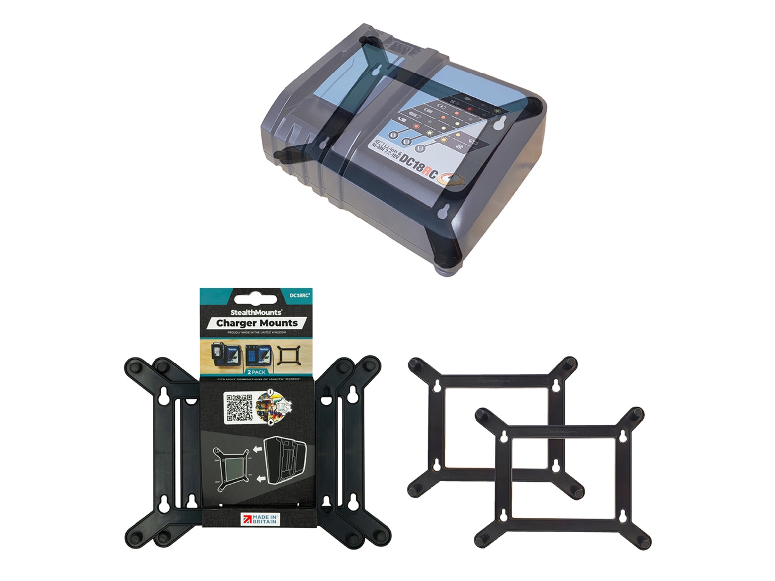 S.Mounts Black Mount for Makita Charger Single x 2