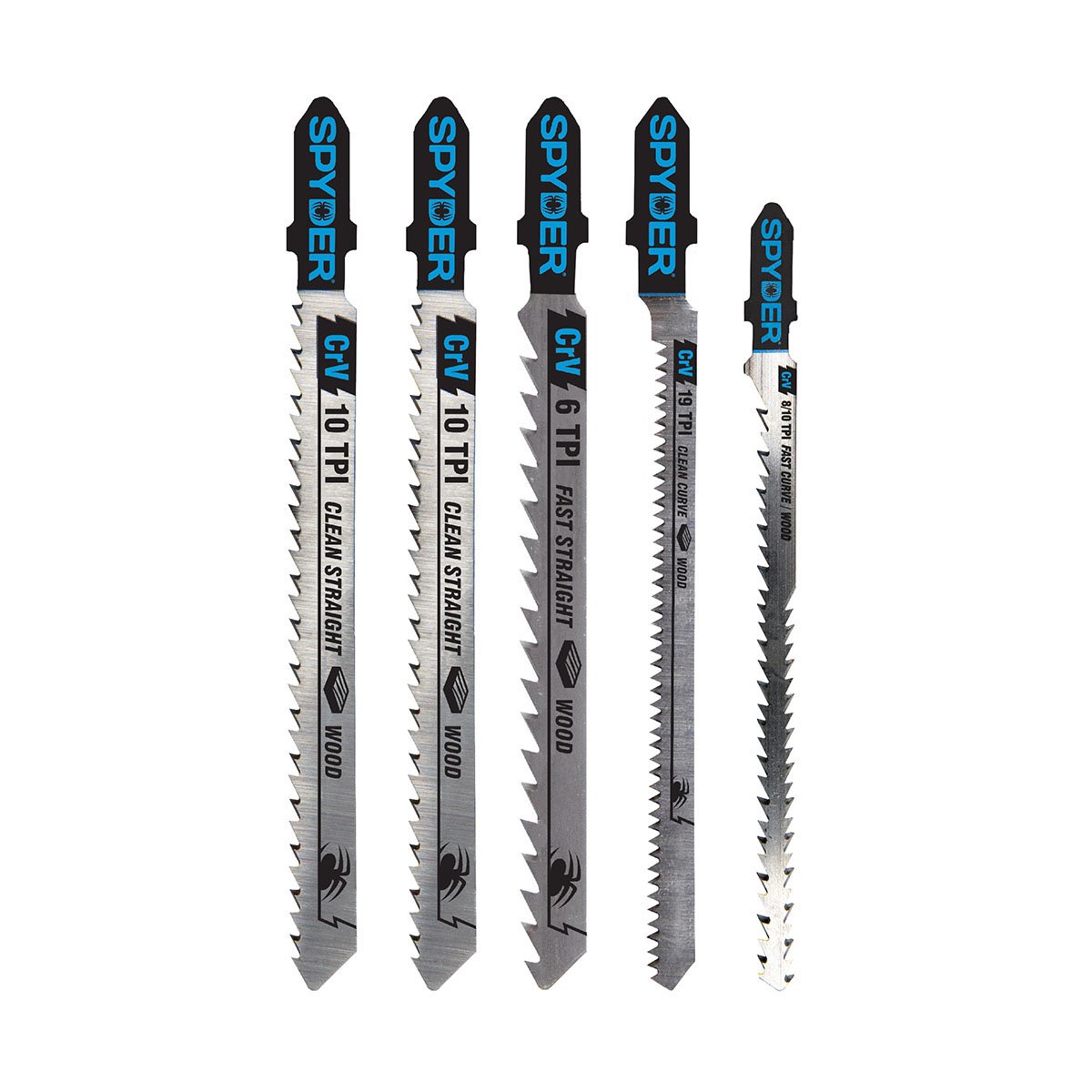 Spyder 5-Piece High Carbon Steel Wood Jigsaw Blade Set Spyder 5-Piece High Carbon Steel Wood Jigsaw Blade Set