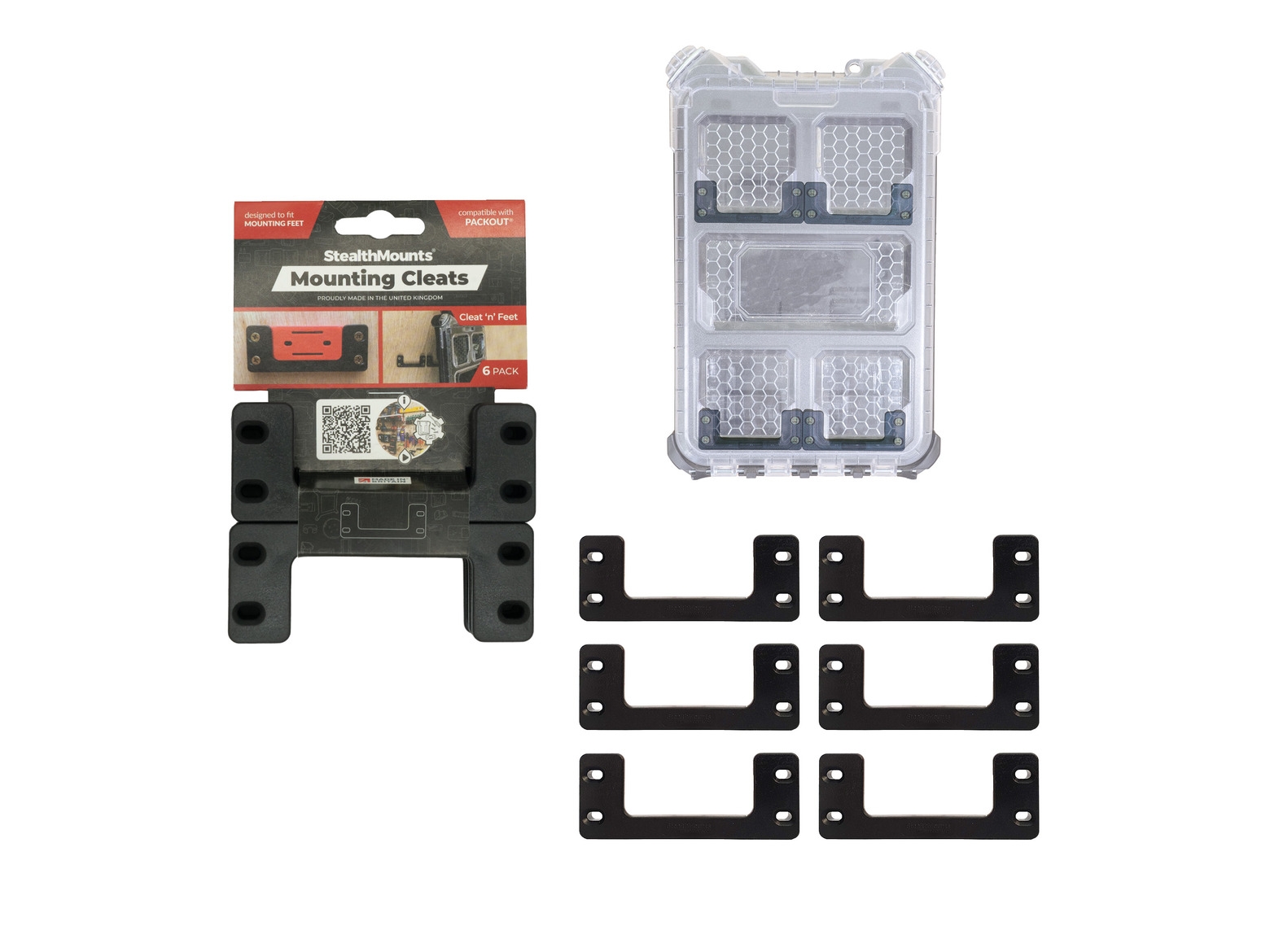 S.Mounts Black Cleat 'n' Feet, Mounting Cleats V2 x 6