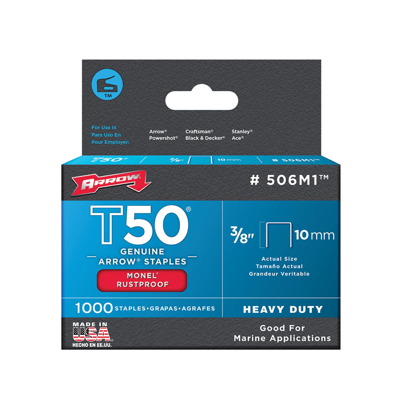 Arrow T50 Monel Staples 10mm 3/8" (1000)