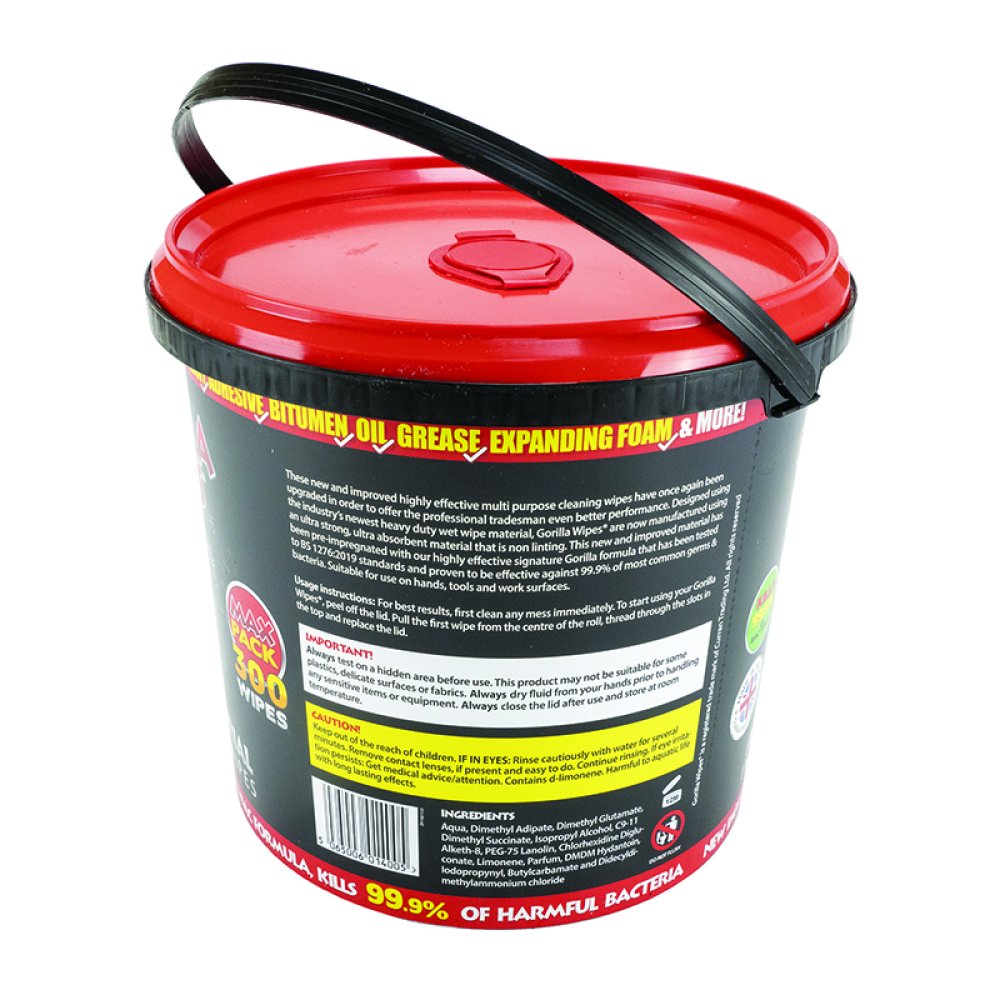 Gorilla Wipes Bulk Bucket (300 wipes) : Rollins & Sons (London) Ltd