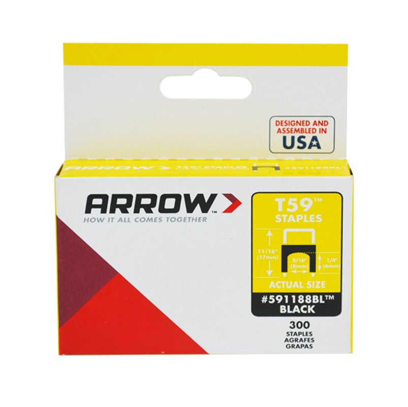 Arrow T59 Black Insulated Staples 6 x 8mm (300)