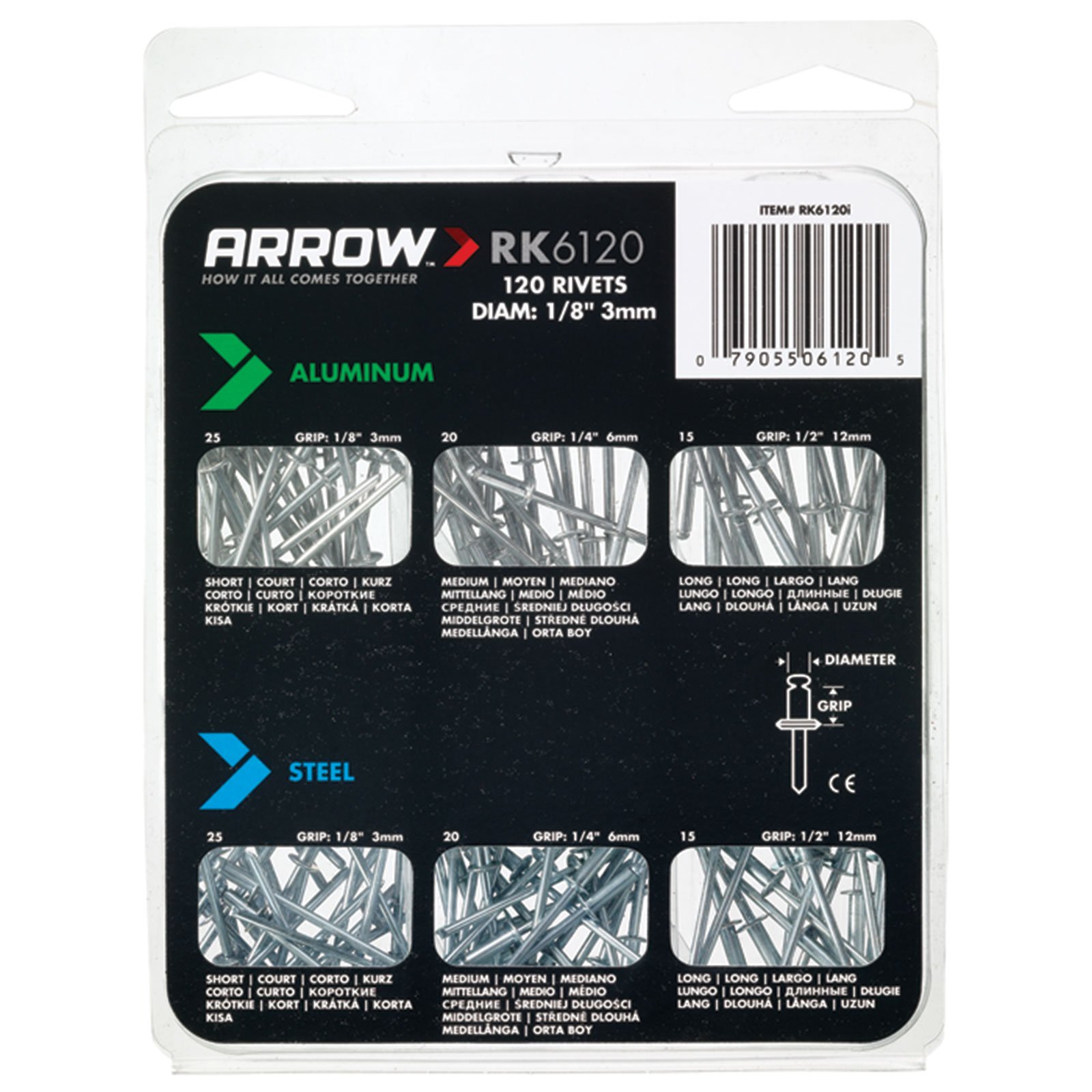 Arrow RK6120 Assorted Rivet Pack (120) Arrow RK6120 Assorted Rivet Pack (120)