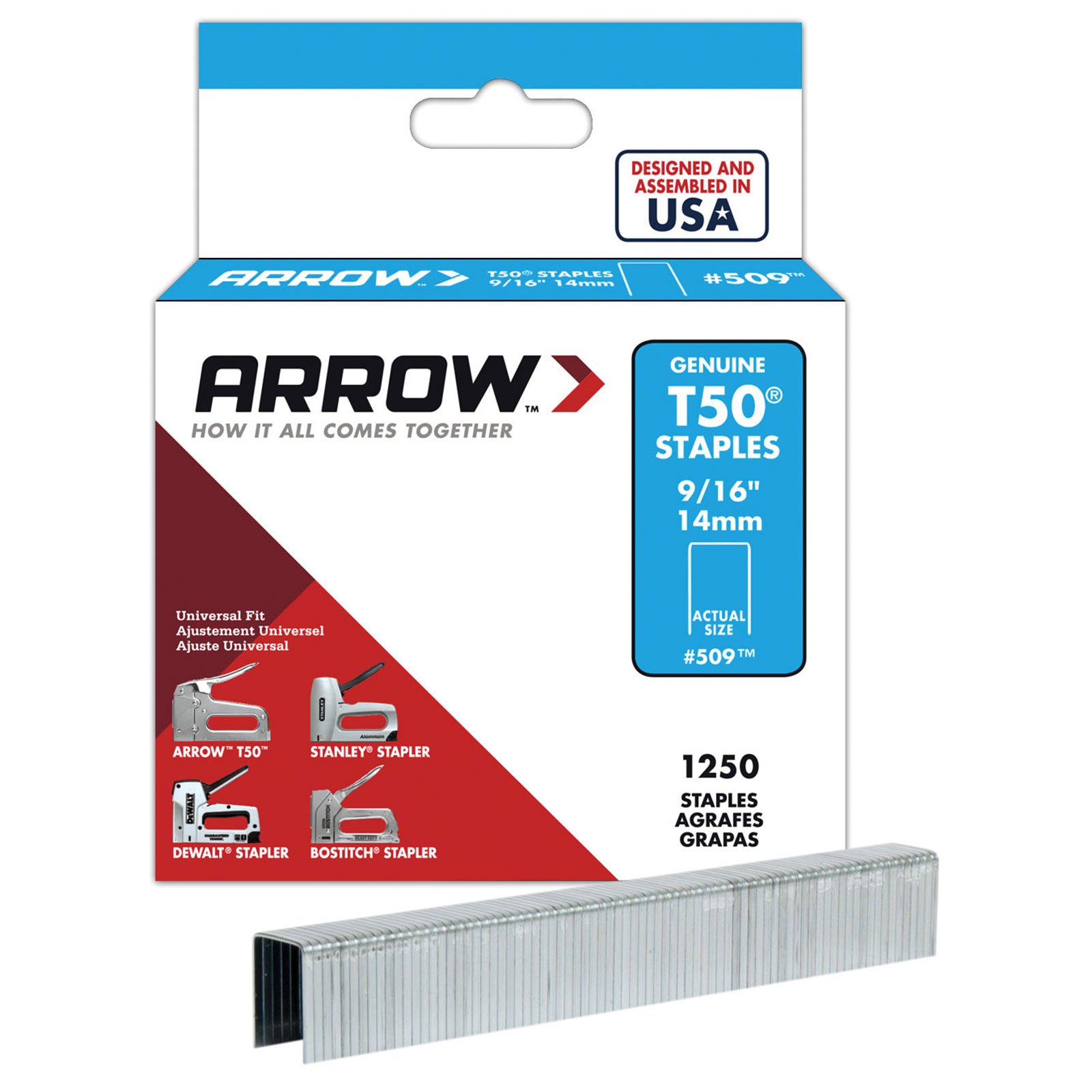 Arrow T50 Staples 14mm 9/16" (1,250)