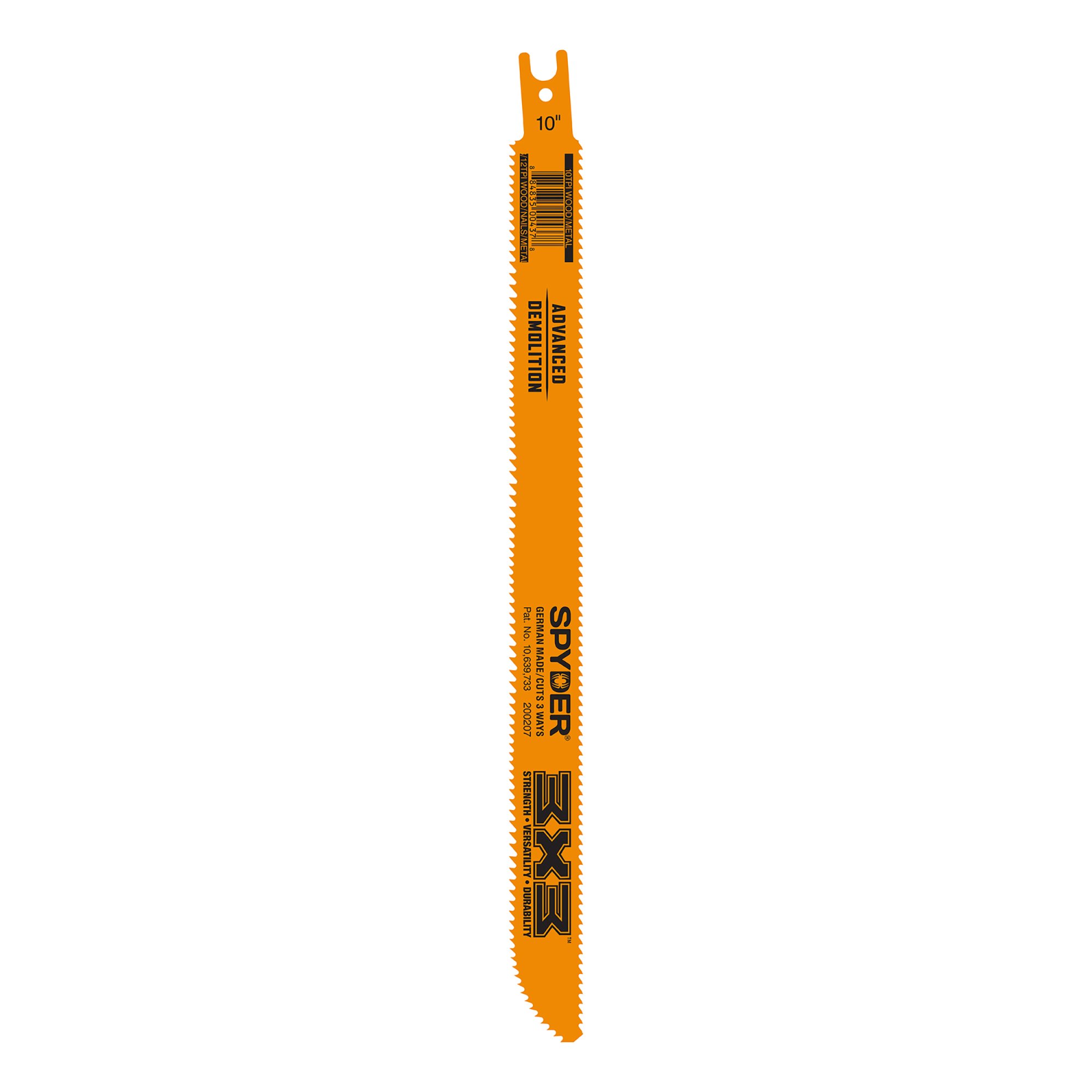 Spyder 10" Advanced Wood/Metal 8/12/10TPI Double Edged Bi-Metal Recip Blade Spyder 10" Advanced Wood/Metal 8/12/10TPI Double Edged Bi-Metal Recip Blade