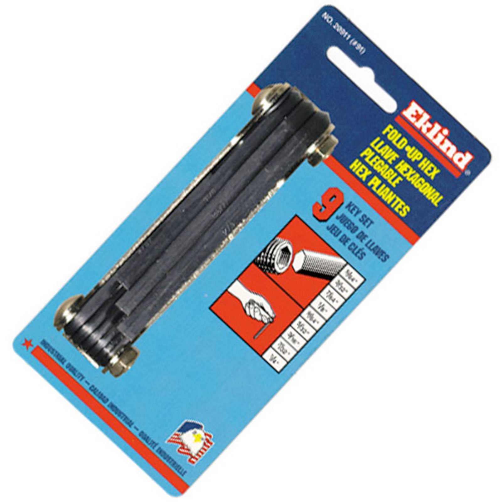 Eklind Imp 9pc Fold-Up Hex Key Set, Medium Handle