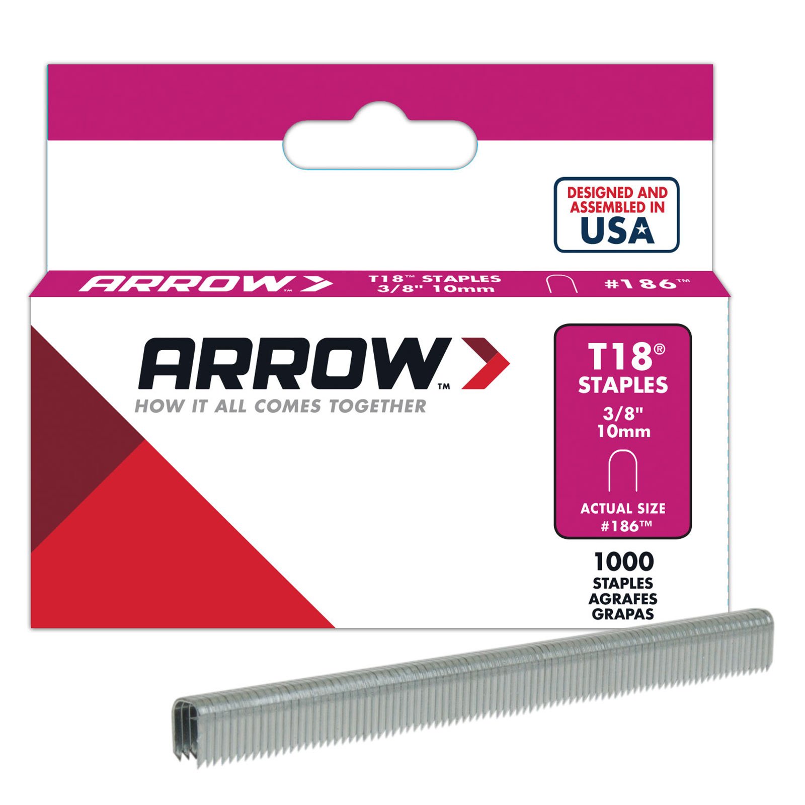 Arrow T18 Round Crown Staples 10mm 3/8" (1000)