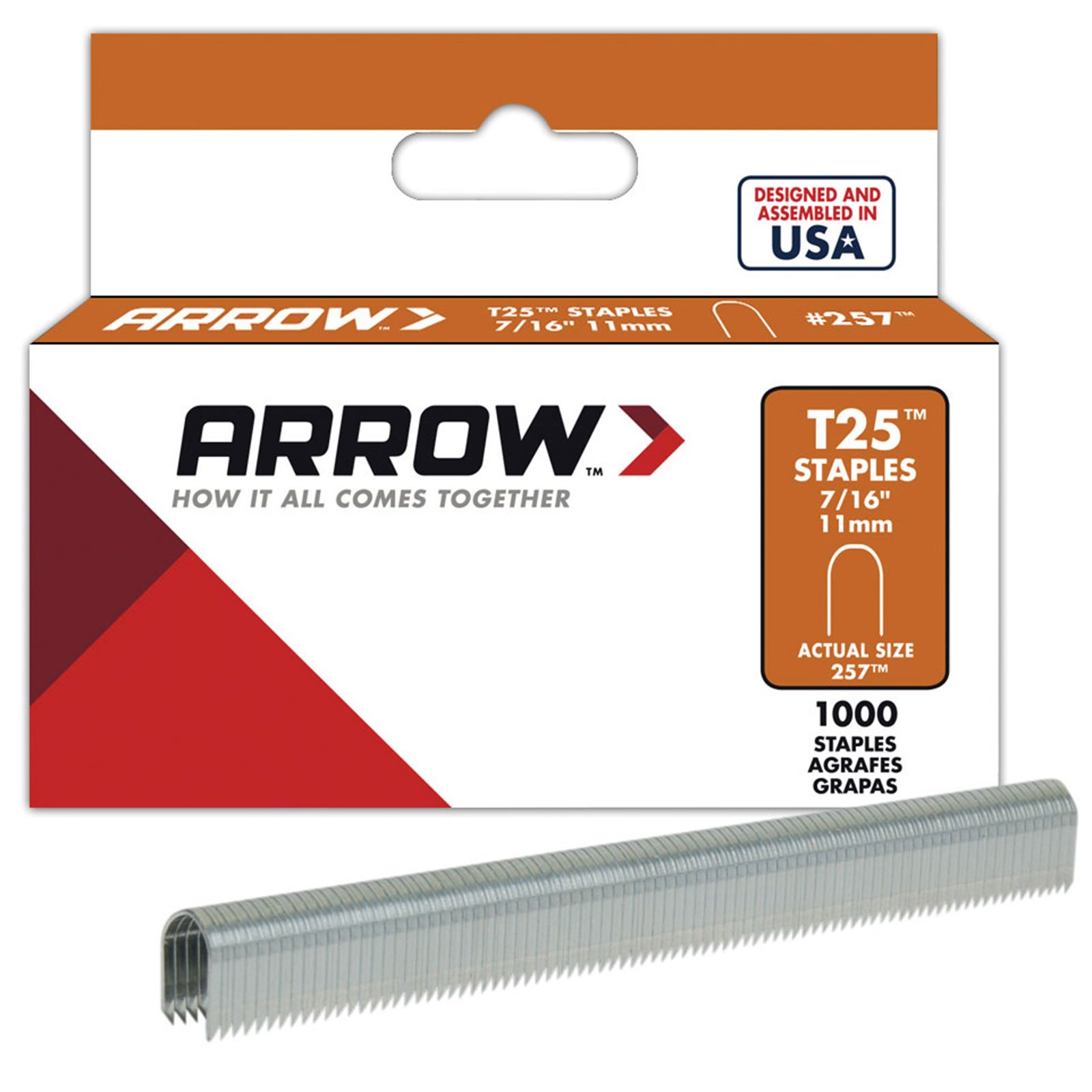 Arrow T25 Round Crown Staples 11mm 7/16" (1000) Arrow T25 Round Crown Staples 11mm 7/16" (1000)