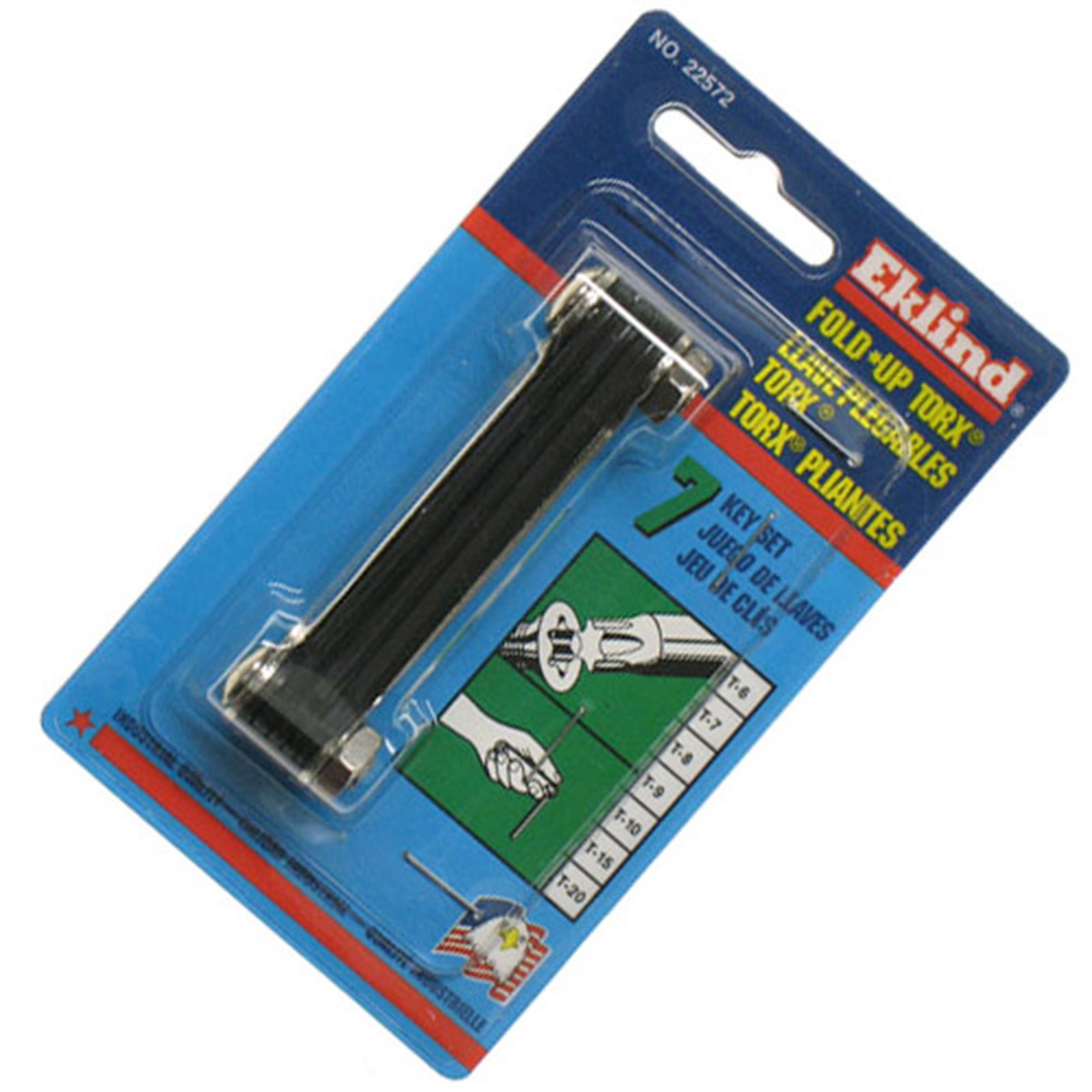 Eklind Torx 7pc Fold-Up Key Set, Short Handle 